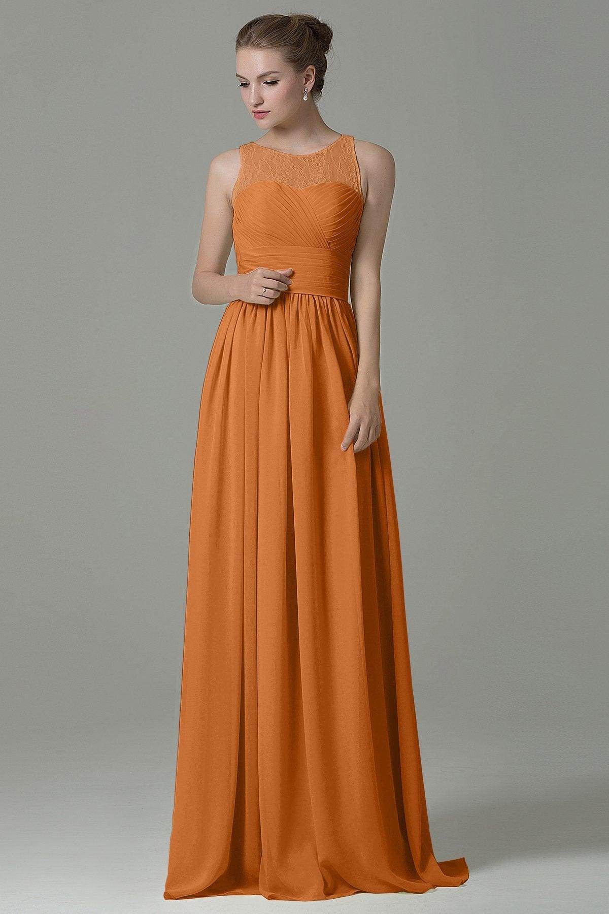 Sheath Floor Length Lace/Chiffon Bridesmaid Dress COZK16005 - COCOMELODY